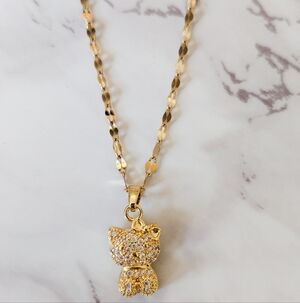 Hello Kitty Luxe Bling Necklace 18K Plated Sparkle Charm